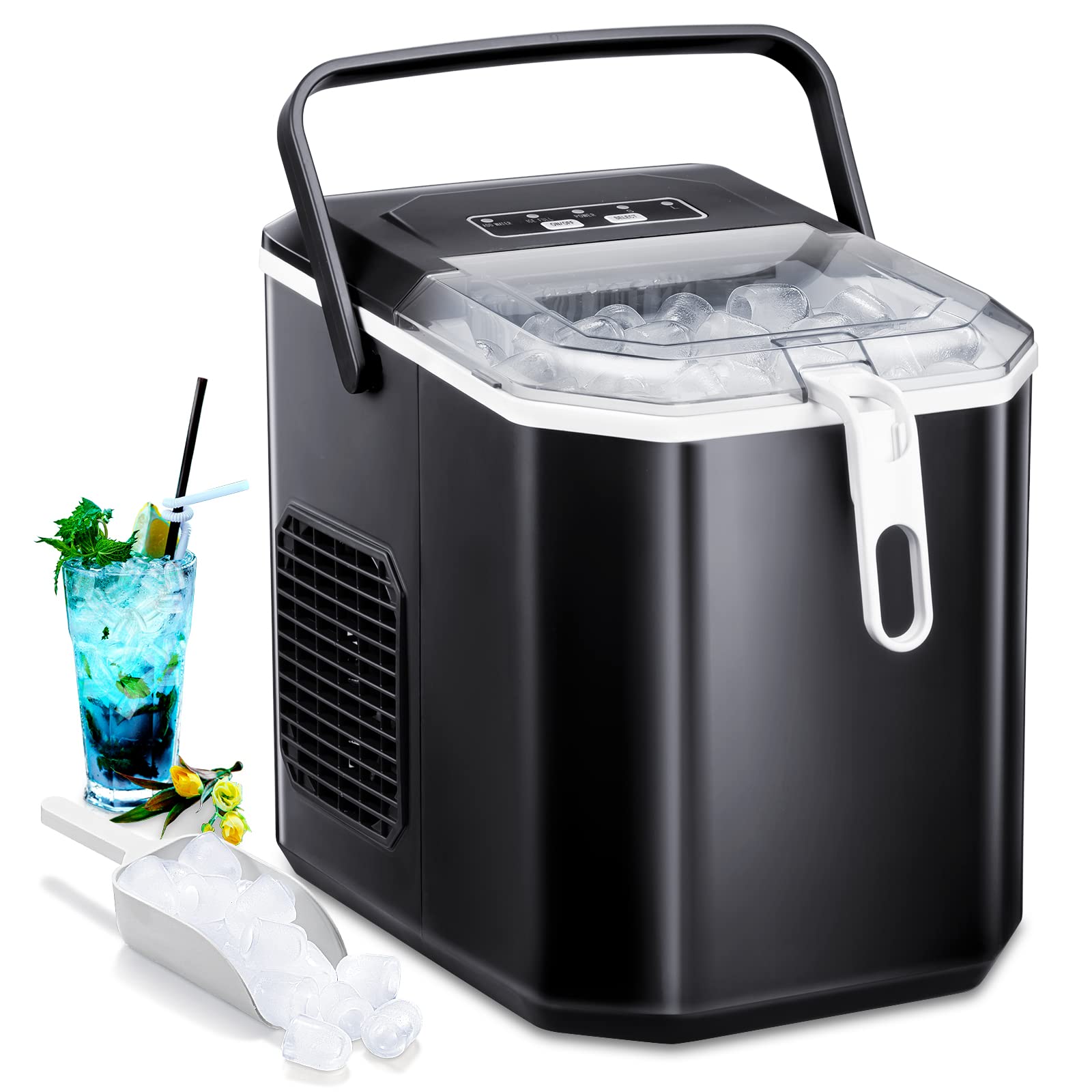Joy Pebble Ice Maker, Self Dispensing Countertop Nugget Ice Maker,  44lbs/24H, 15 mins Quick IceMaking, Ice Indicator, Self-Cleaning, Crushed  Ice Maker